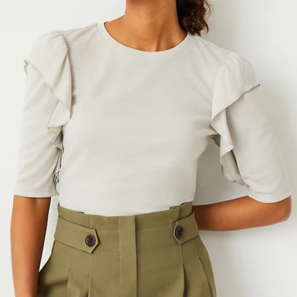 ANN TAYLOR RUFFLE Sleeve Top - Picture 4 of 9